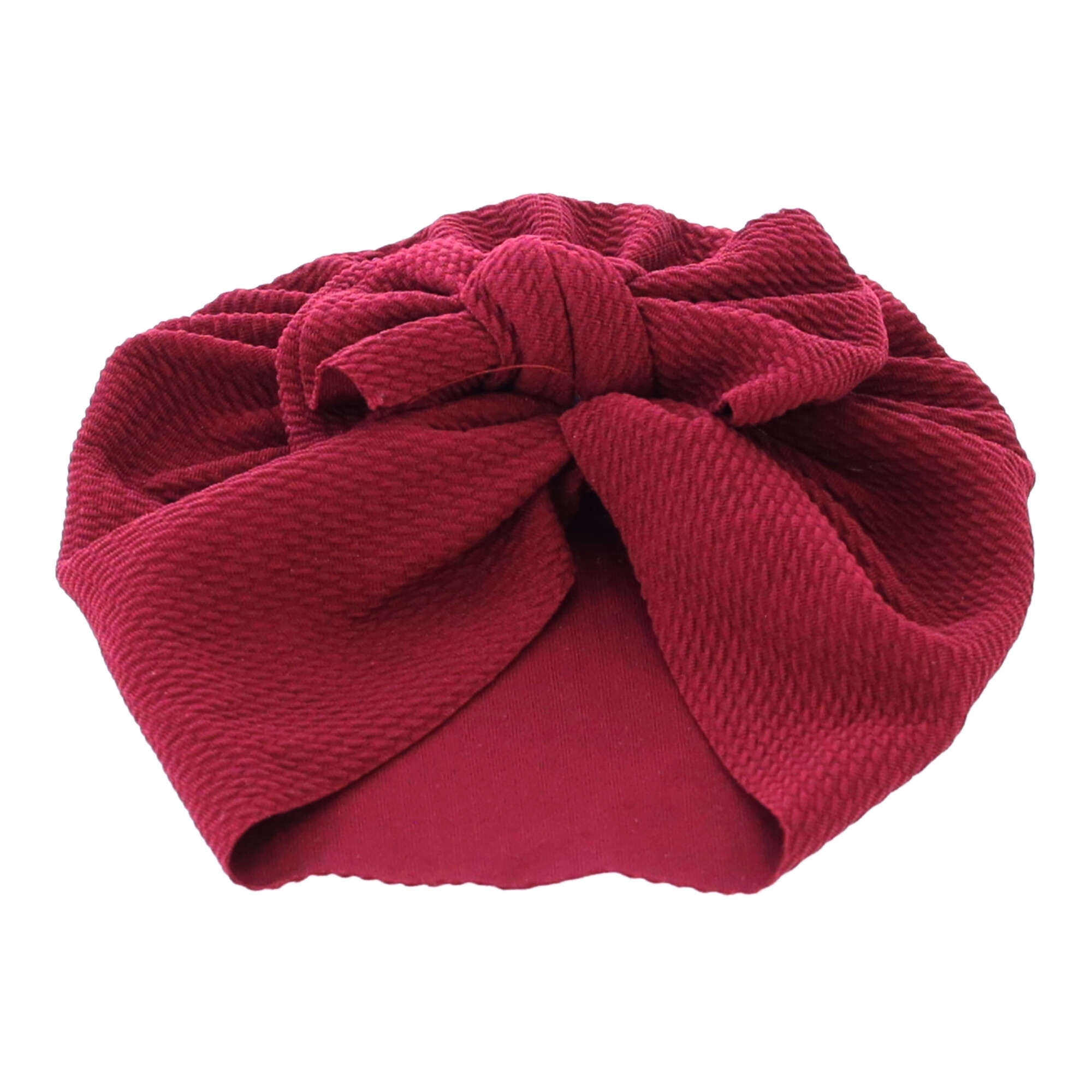 Bordowy turban niemowlęcy z kokardką - modna czapka dla dziewczynki - obrazek 2
