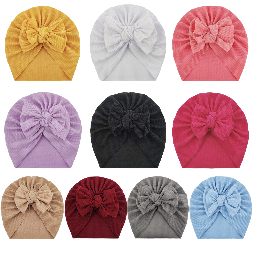 Bordowy turban niemowlęcy z kokardką - modna czapka dla dziewczynki - obrazek 6