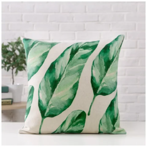 Boho poszewka dekoracyjna na poduszkę 45x45 - geometryczny wzór, len