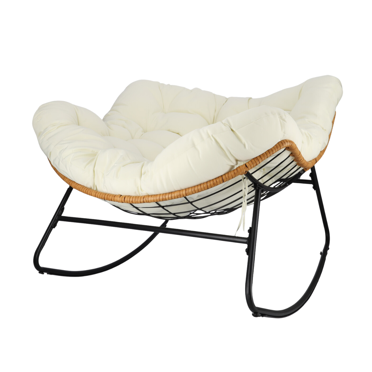 Bujany fotel kokon skandynawski XL Beżowy