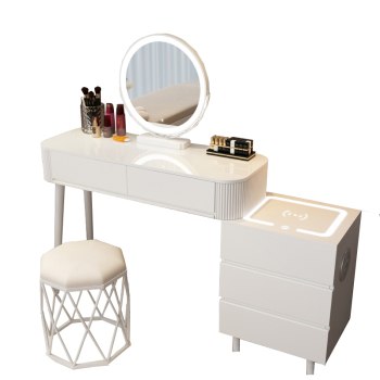 Toaletka kosmetyczna LED z ladowarką indukcyjną/Komplet mebli blat 100 cm Eliza - kolor biały