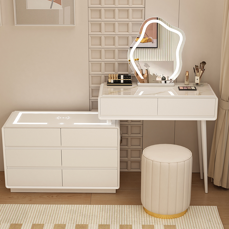 Toaletka kosmetyczna z ładowarką indukcyjną/ Komplet mebli blat 80 cm Laura - kolor biały - obrazek 3