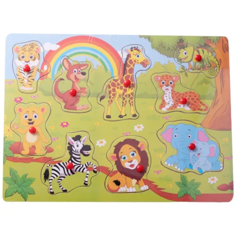 Puzzle drewniane dla najmłodszych Dzikie zwierzęta układanka 10el