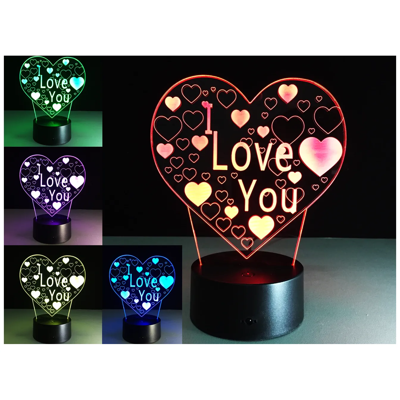 Lampka nocna 3D LED "I LOVE YOU" mała - obrazek 2