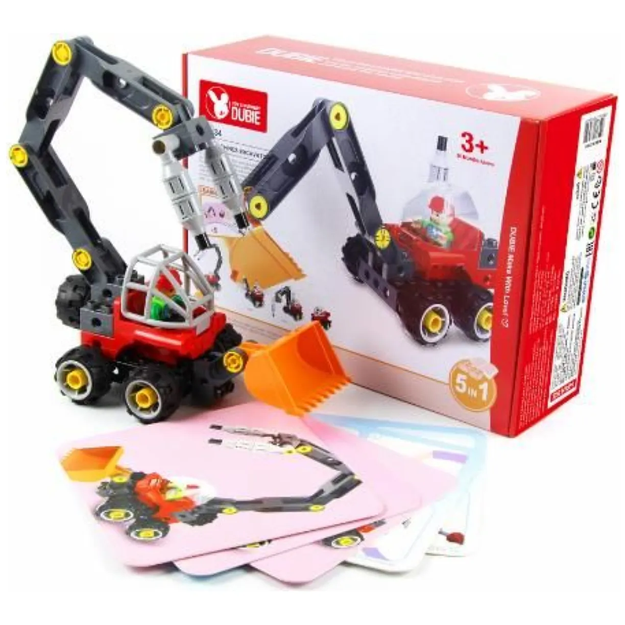Klocki konstrukcyjne koparka, spycharka 5w1 (42 klocki + 5 kart) - obrazek 3