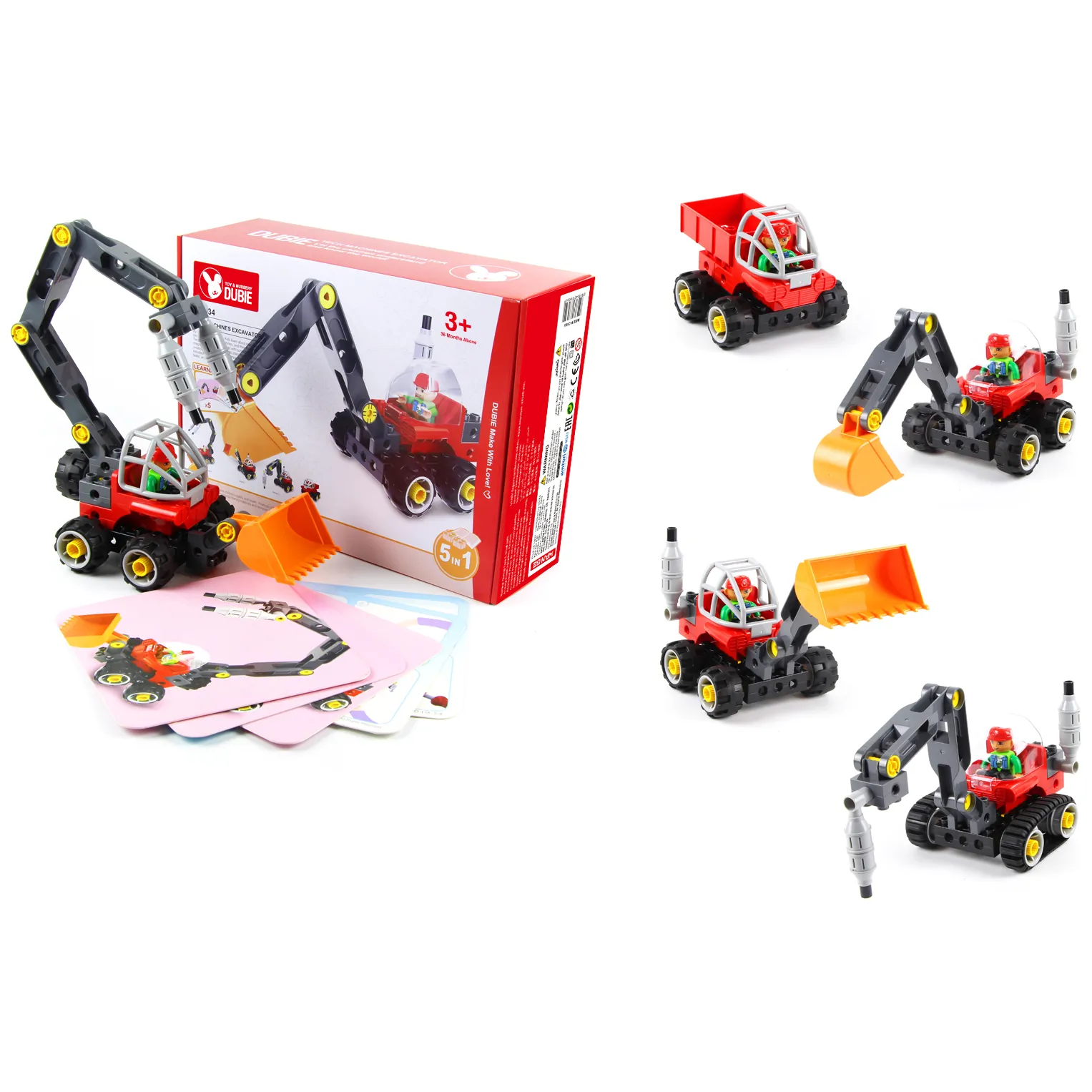 Klocki konstrukcyjne koparka, spycharka 5w1 (42 klocki + 5 kart) - obrazek 5