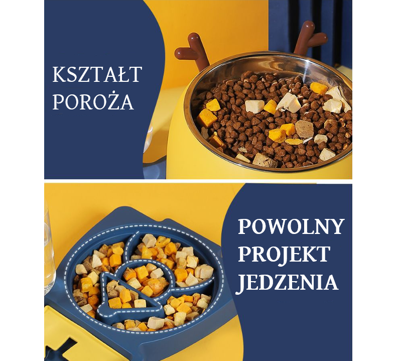 Miska z automatycznym poidełkiem i spowalniaczem jedzenia dla psa i kota niebieska - obrazek 5