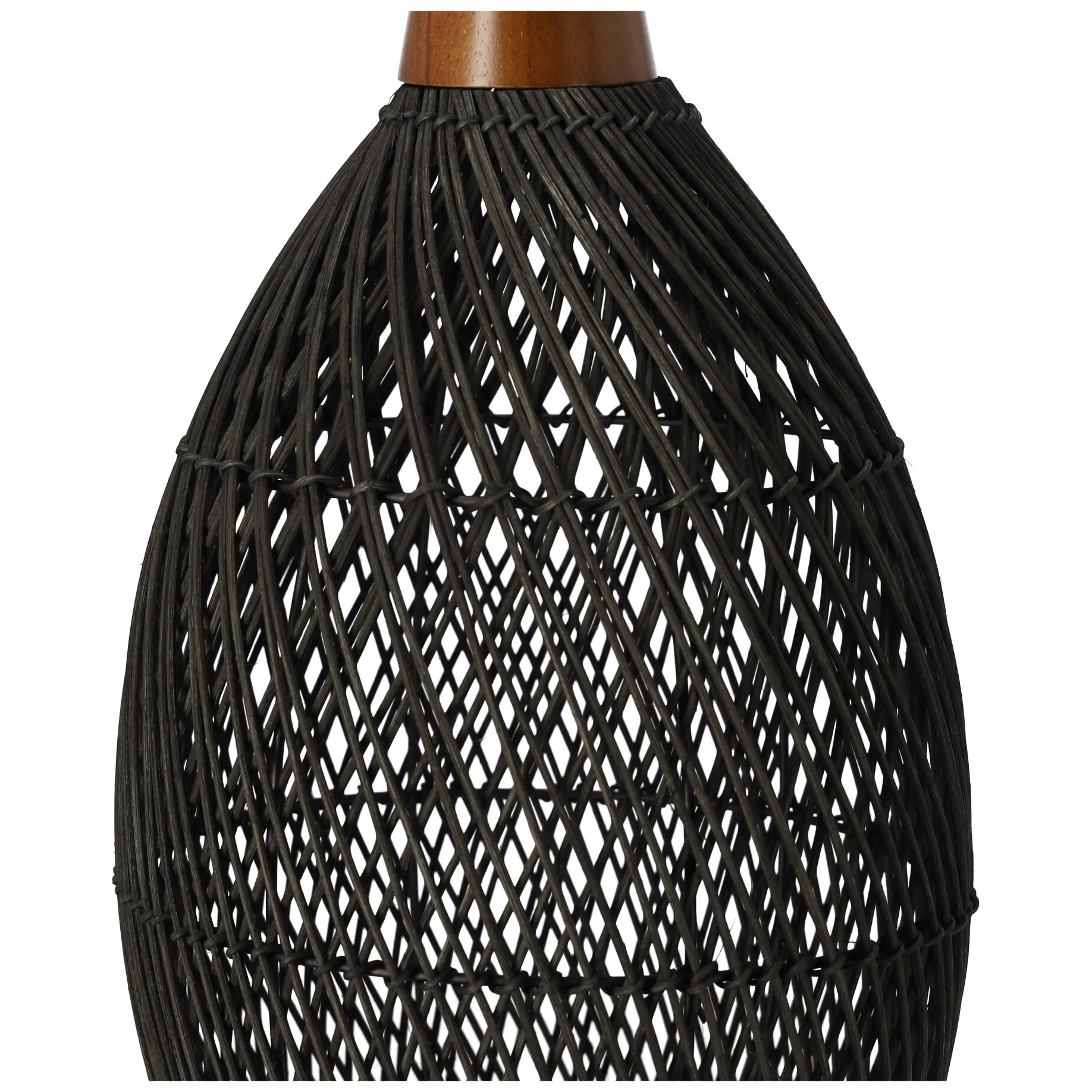 Rustykalna rattanowa lampa wisząca - 25cm (czarny kolor) - obrazek 4