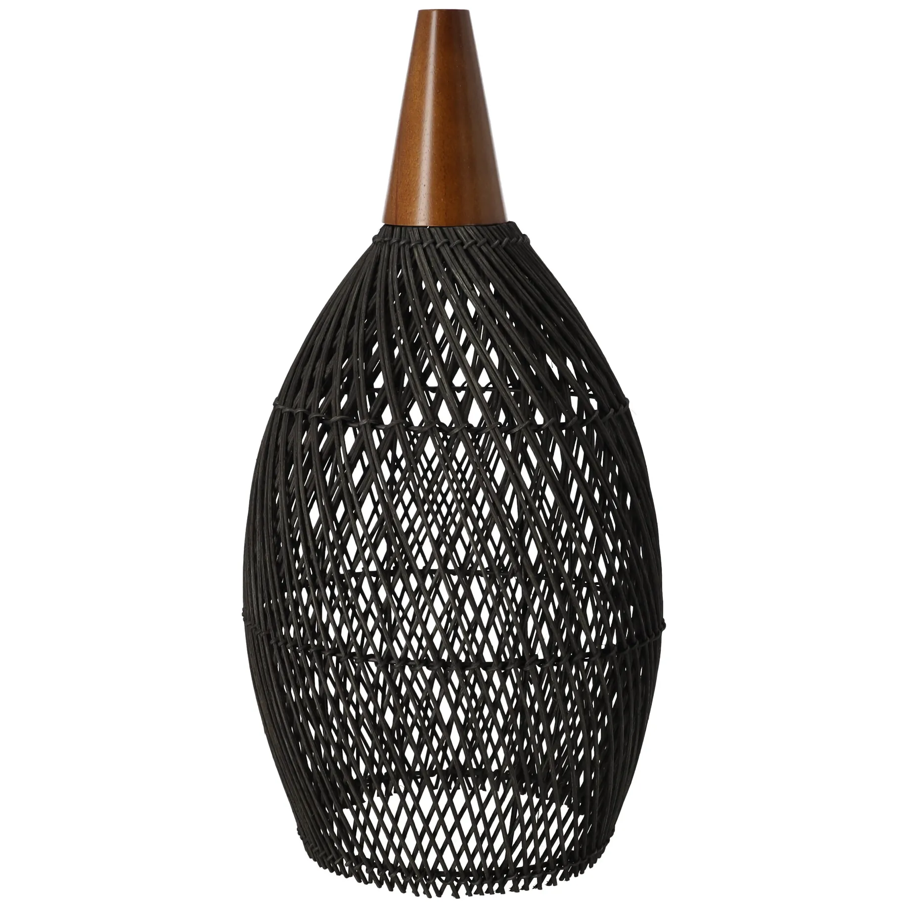 Rustykalna rattanowa lampa wisząca - 25cm (czarny kolor) - obrazek 5