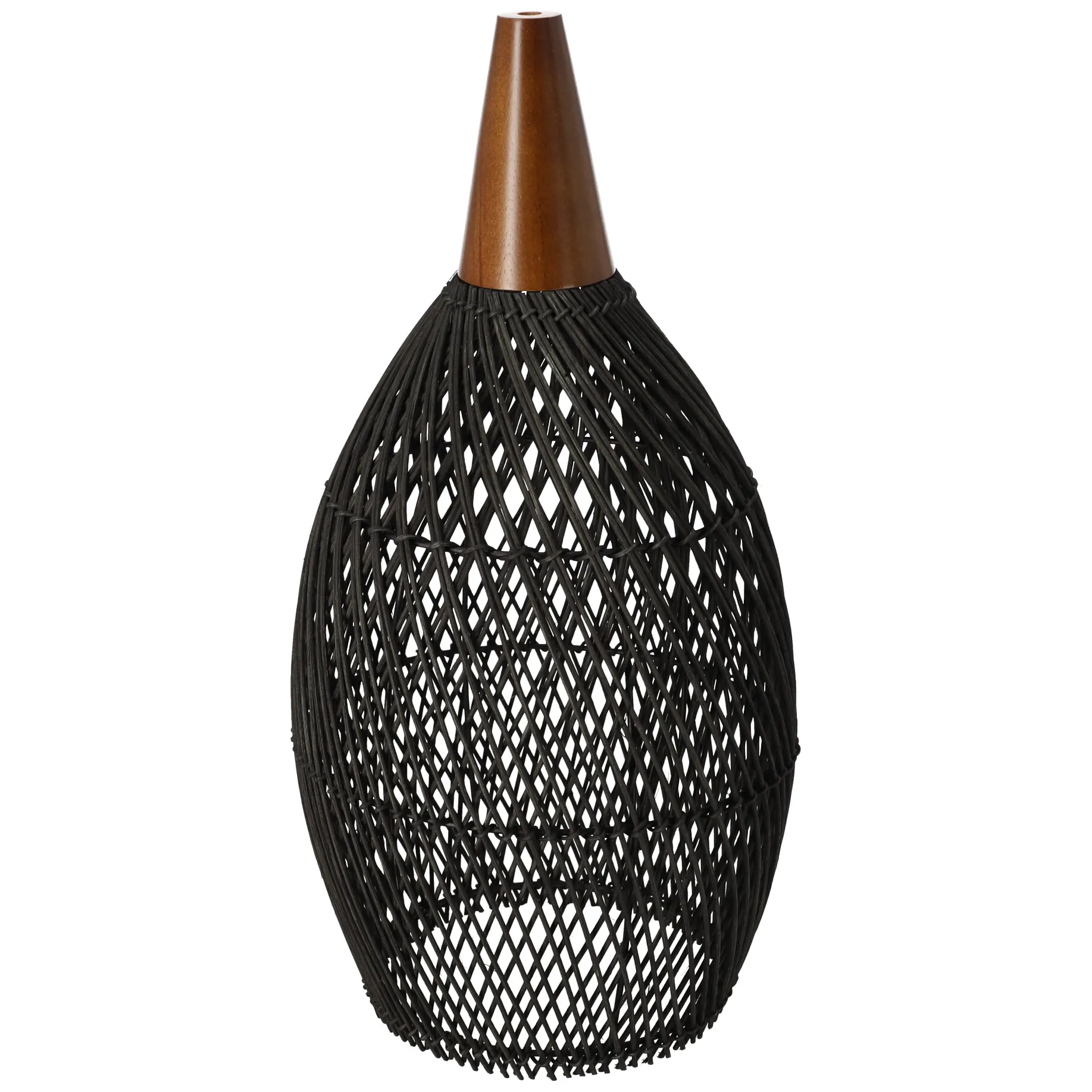 Rustykalna rattanowa lampa wisząca - 25cm (czarny kolor) - obrazek 6