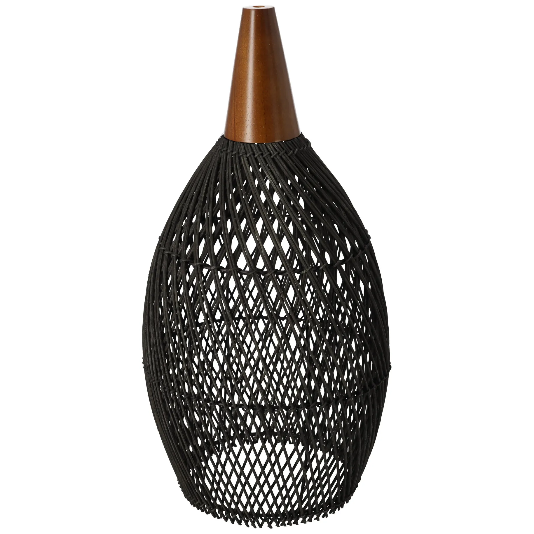Rustykalna rattanowa lampa wisząca - 25cm (czarny kolor) - obrazek 10