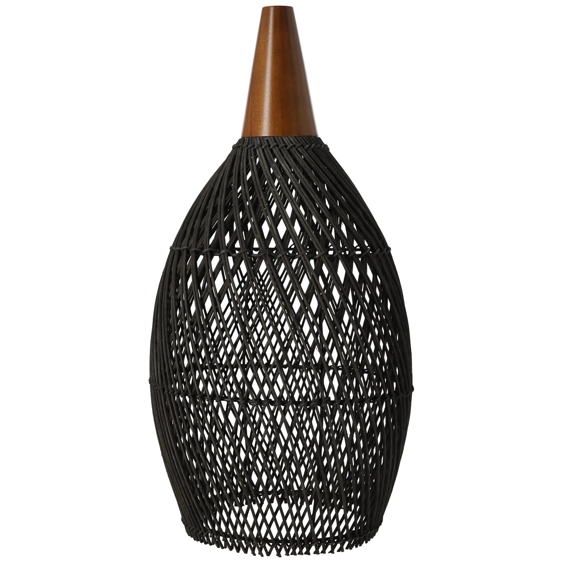 Rustykalna rattanowa lampa wisząca - 25cm (czarny kolor)