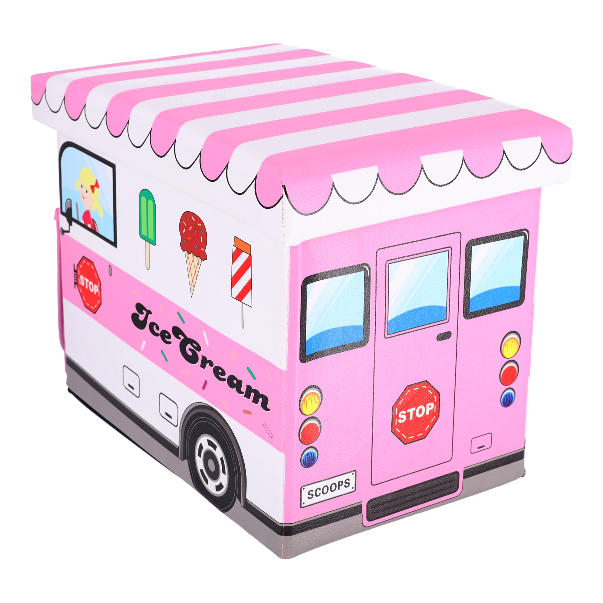 Pojemnik na zabawki z pufą - samochód Ice Cream - obrazek 2