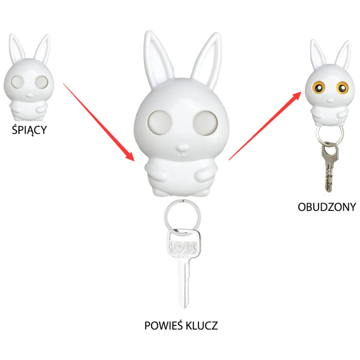 Wieszak na klucze- różowy królik - obrazek 4
