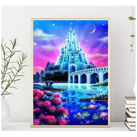 Diamond painting 40x50 cm - wymarzony zamek, mozaika diamentowa 5D dla dzieci
