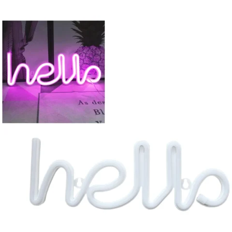 Lampka neonowa LED napis Hello - dekoracja ścienna do pokoju dziecka
