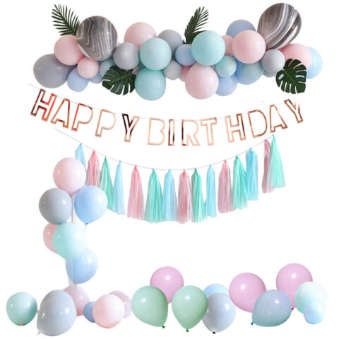 Kolorowy zestaw balonów i girlandy urodzinowej Happy Birthday