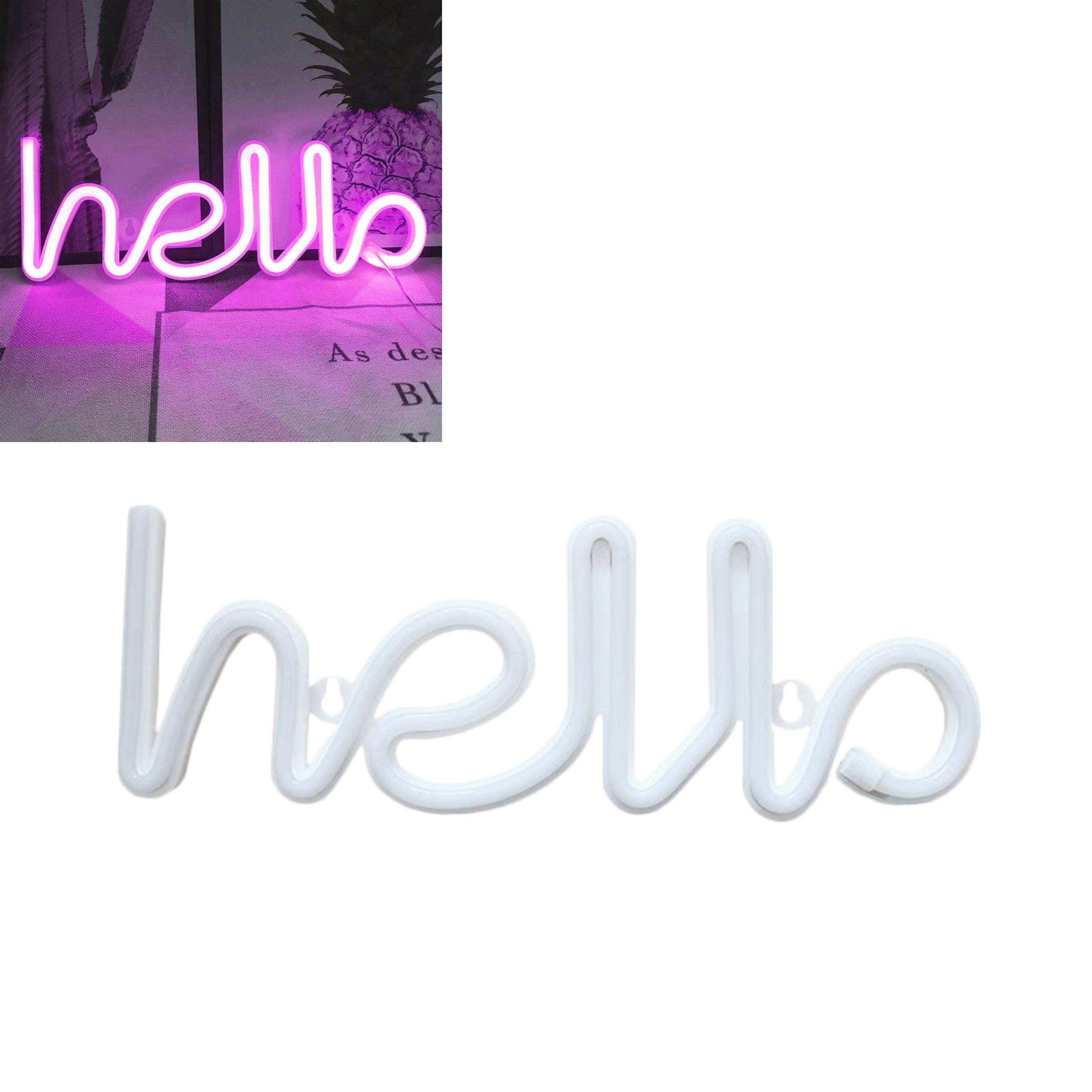 Lampka neonowa LED napis Hello - dekoracja ścienna do pokoju dziecka