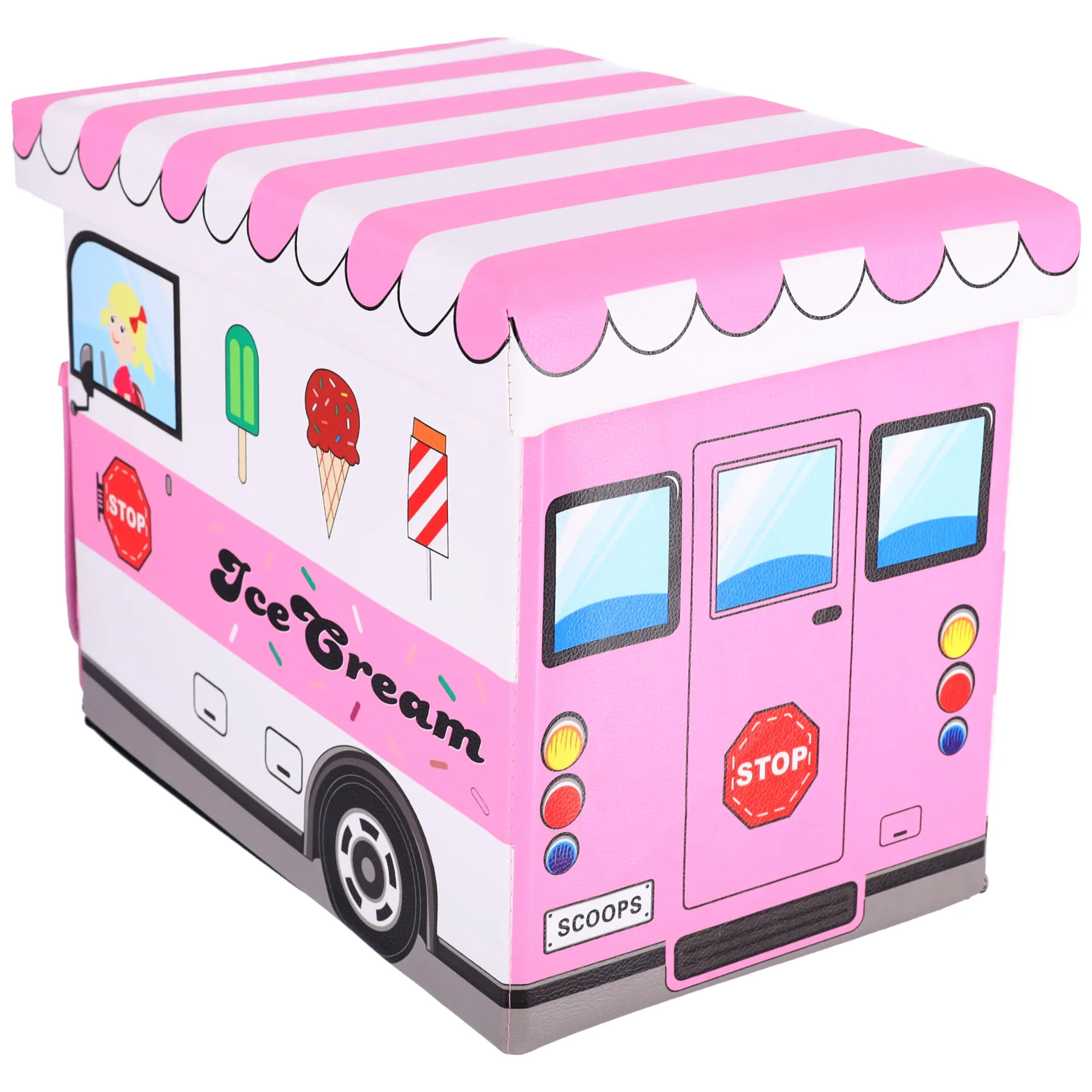 Pojemnik na zabawki z pufą - samochód Ice Cream - obrazek 2
