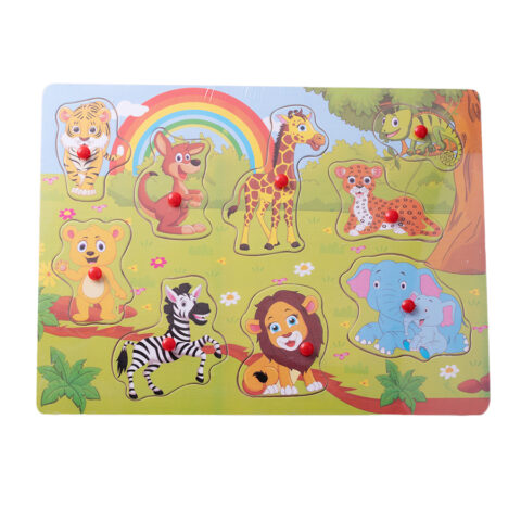 Puzzle drewniane dla najmłodszych Dzikie zwierzęta układanka 10el