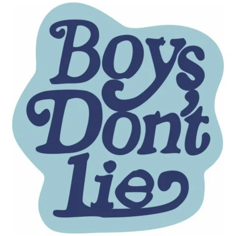 Dekoracyjny miękki dywan "Boy's don't lie" 120 x 120 cm - niebieski