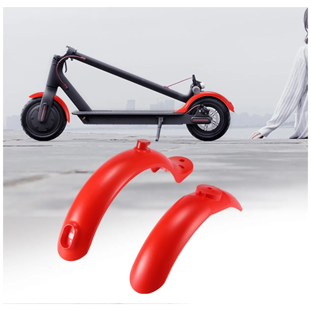 Zestaw błotników do hulajnogi Xiaomi M365 / PRO - czerwony - obrazek 4
