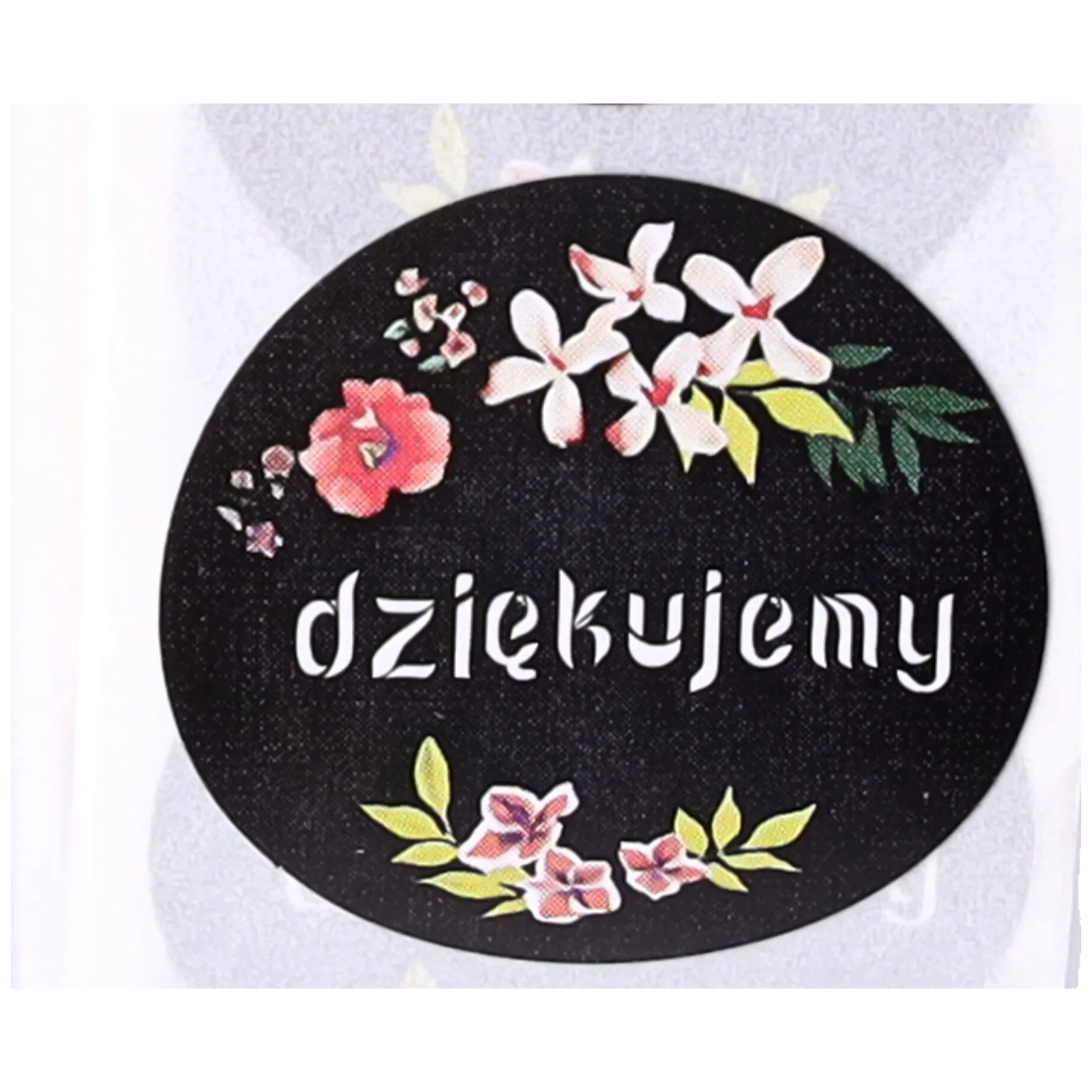 Ozdobne naklejki okrągłe Dziękujemy 500szt — kolorowe kwiaty - obrazek 2