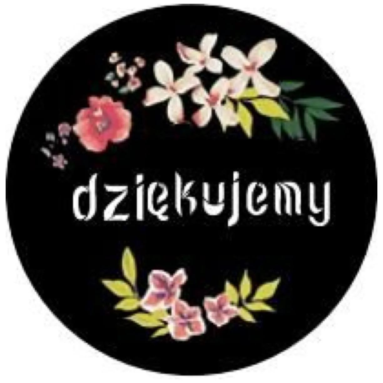 Ozdobne naklejki okrągłe Dziękujemy 500szt — kolorowe kwiaty - obrazek 3