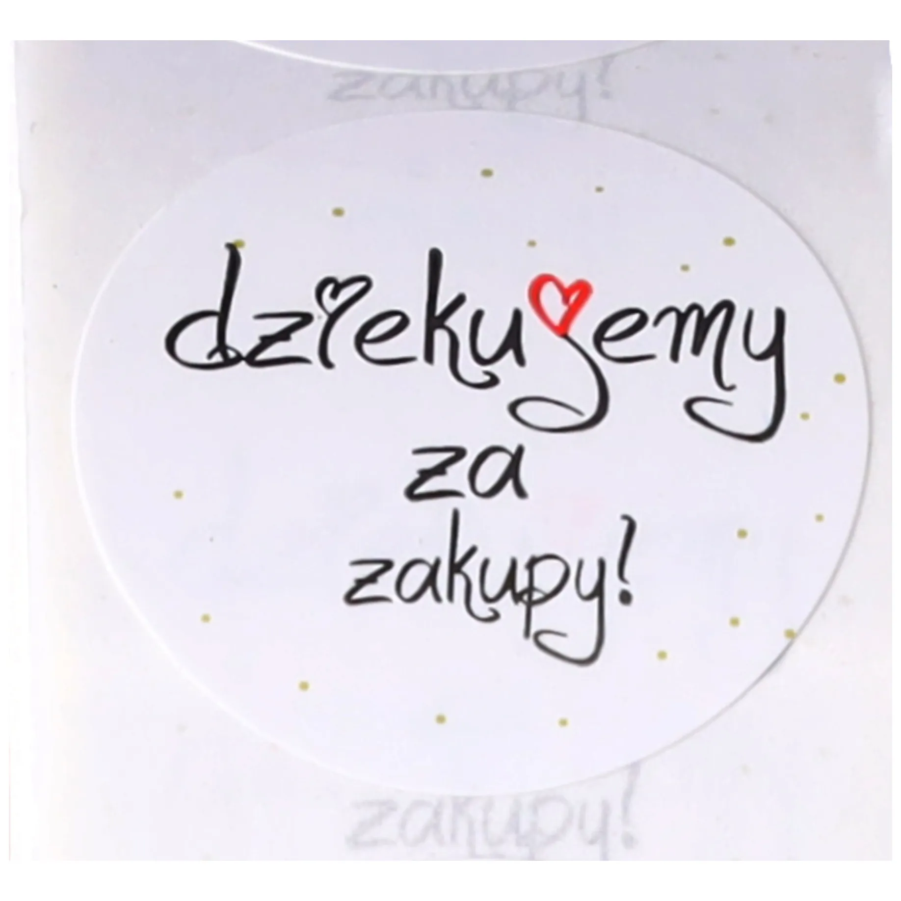 Ozdobne naklejki okrągłe Dziękujemy za zakupy 500szt - czarne kropeczki