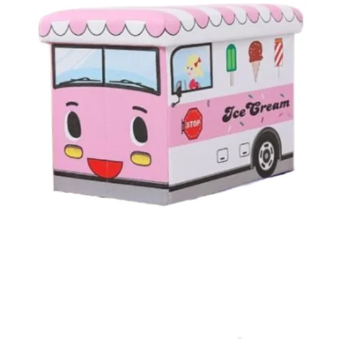 Pojemnik na zabawki z pufą i siedzisko samochód Ice Cream dla dziewczynki