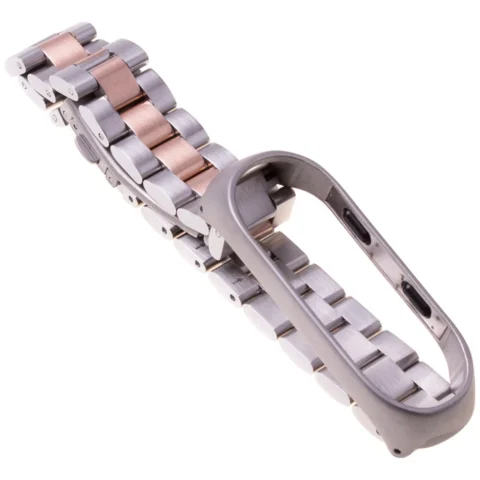 Pasek opaska Xiaomi Mi Band 3/ Xiaomi Mi Band 4 - srebrno rose gold