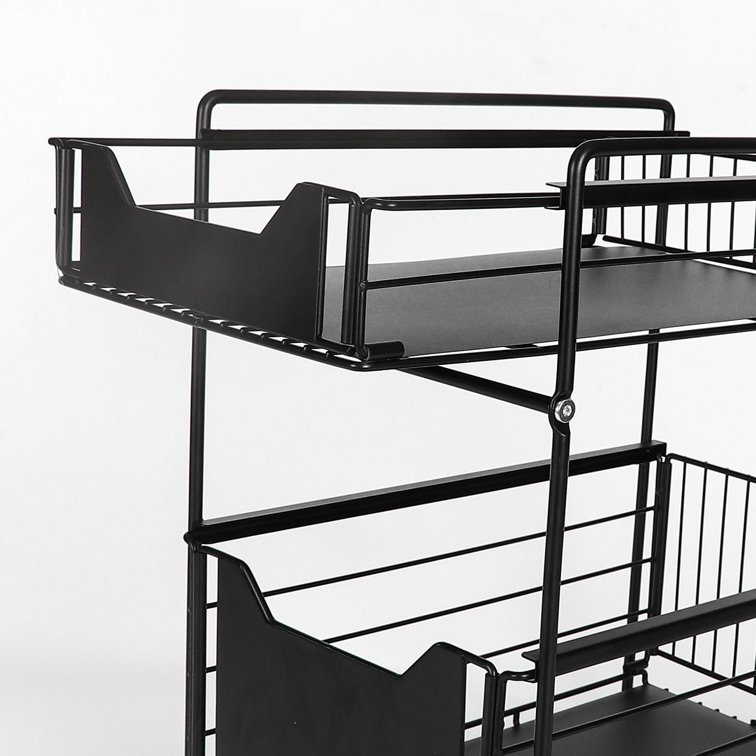 Organizer kuchenny z dwoma pojemnymi półkami — czarny - obrazek 3