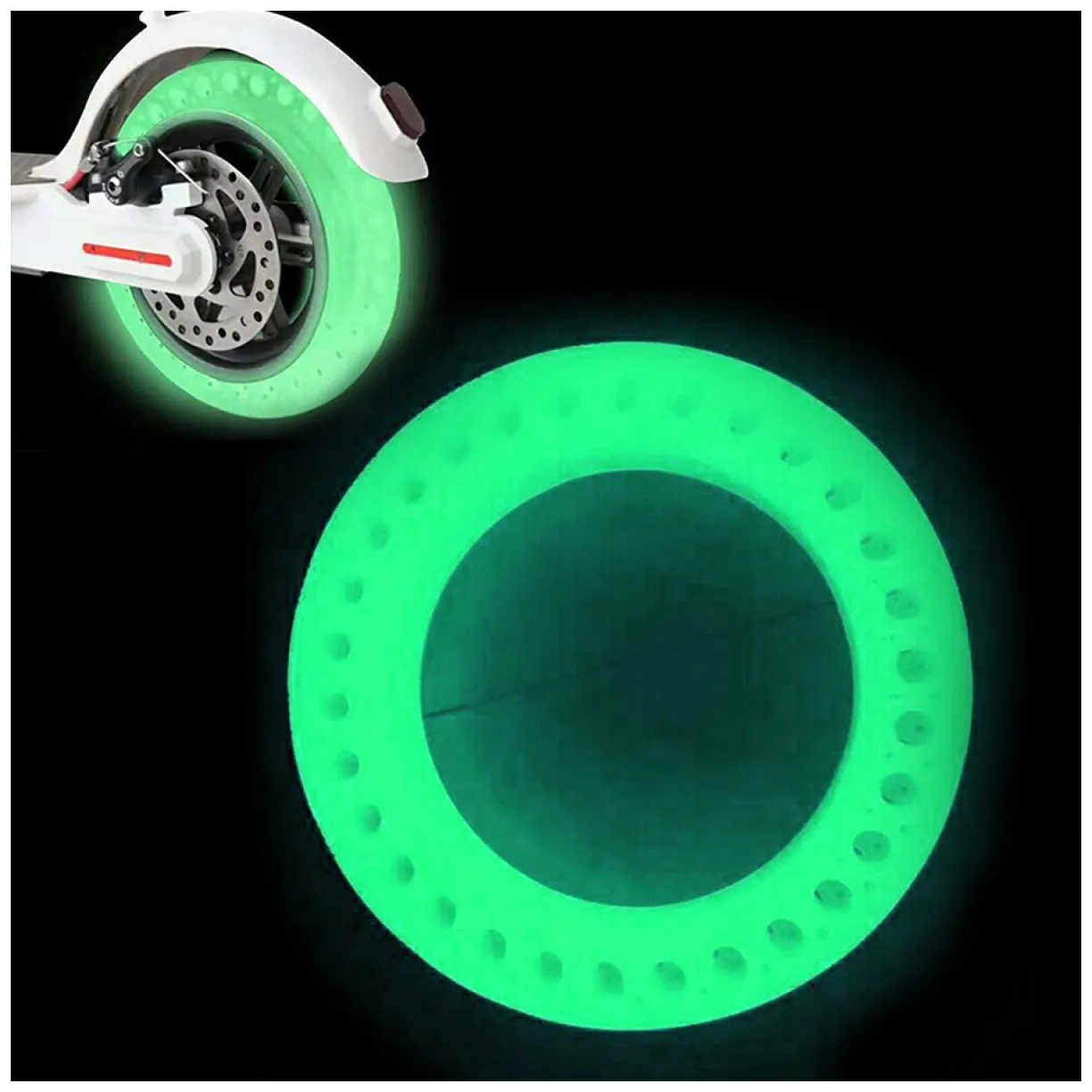 Opona bezdętkowa pełna pneumatyczna 8.5 Hulajnoga Xiaomi M365 /Pro Fluorescencyjna - zielona - obrazek 4