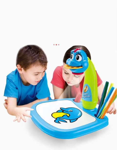 Niebieski dinozaur projektor do rysowania dla dzieci zabawka edukacyjna 3w1 - obrazek 3