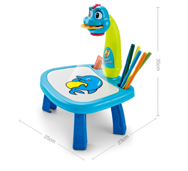 Niebieski dinozaur projektor do rysowania dla dzieci zabawka edukacyjna 3w1 - obrazek 5