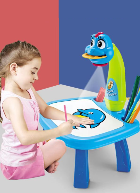 Niebieski dinozaur projektor do rysowania dla dzieci zabawka edukacyjna 3w1 - obrazek 6