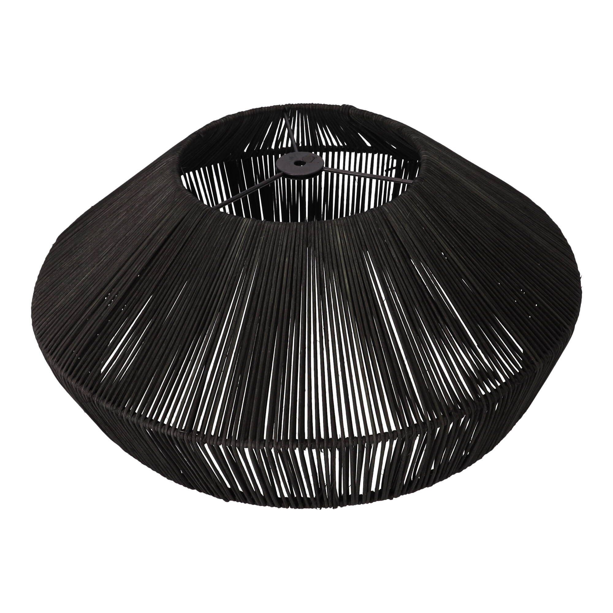 Wisząca lampa rattanowa czarna 50 cm - naturalna, okrągła, do salonu - obrazek 3