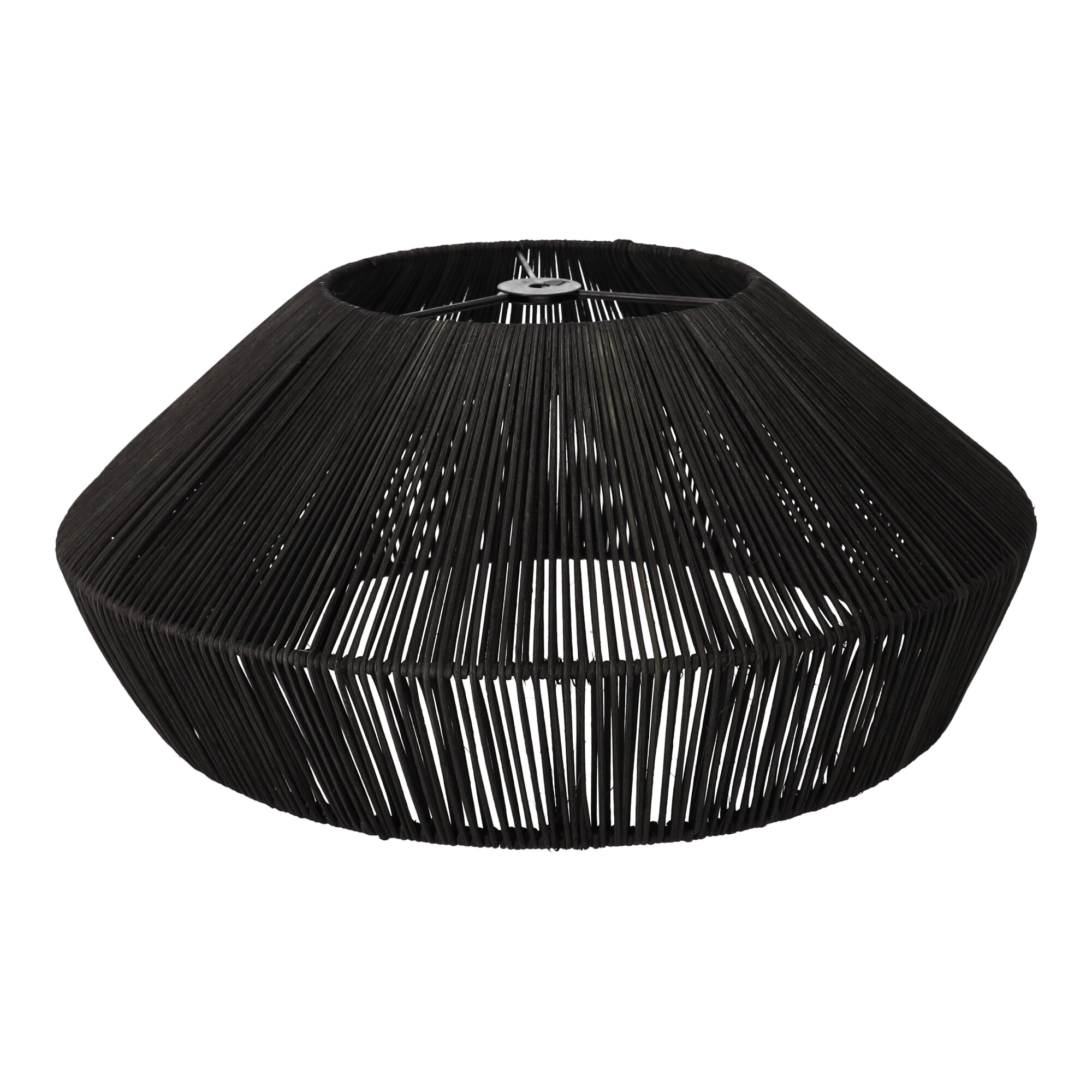 Wisząca lampa rattanowa czarna 50 cm - naturalna, okrągła, do salonu