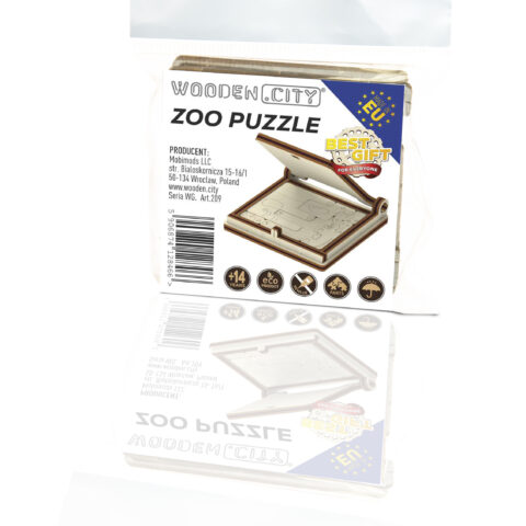 Drewniane Puzzle 3D ZOO - Układanka Zwierzęta Bez Kleju, Podróżna Gra