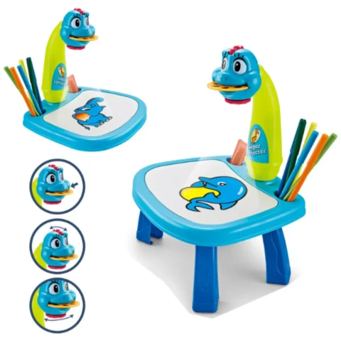 Niebieski dinozaur projektor do rysowania dla dzieci zabawka edukacyjna 3w1