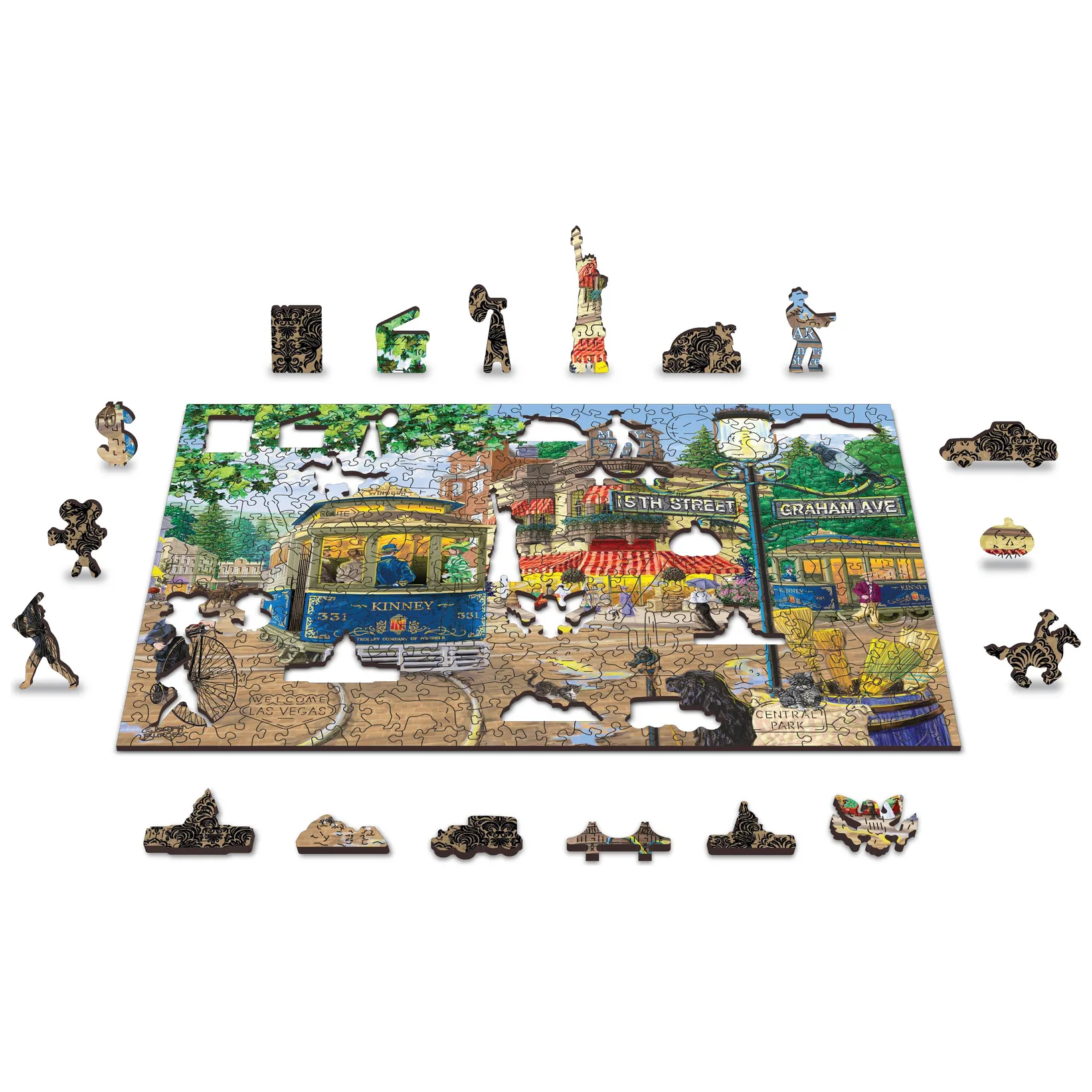 Drewniane Puzzle z figurkami – Wiktoriańska ulica rozm. XL, 1010 elementów - obrazek 2
