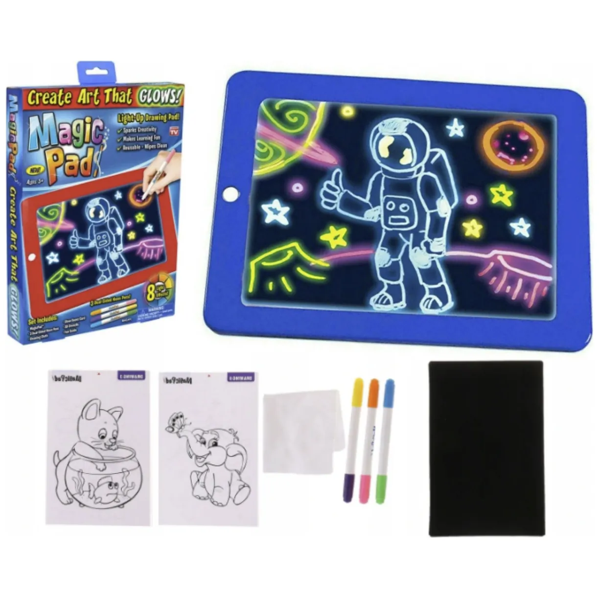 Magiczny tablet do rysowania 3D + pisaki - niebieski - obrazek 3