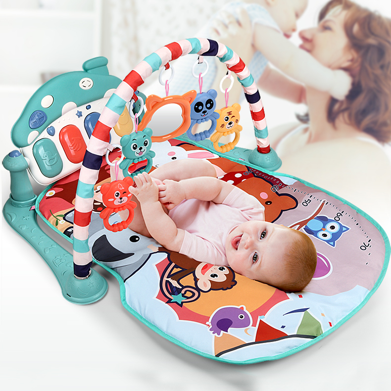 Mata edukacyjna dla niemowląt z pianinem- zielona - obrazek 2