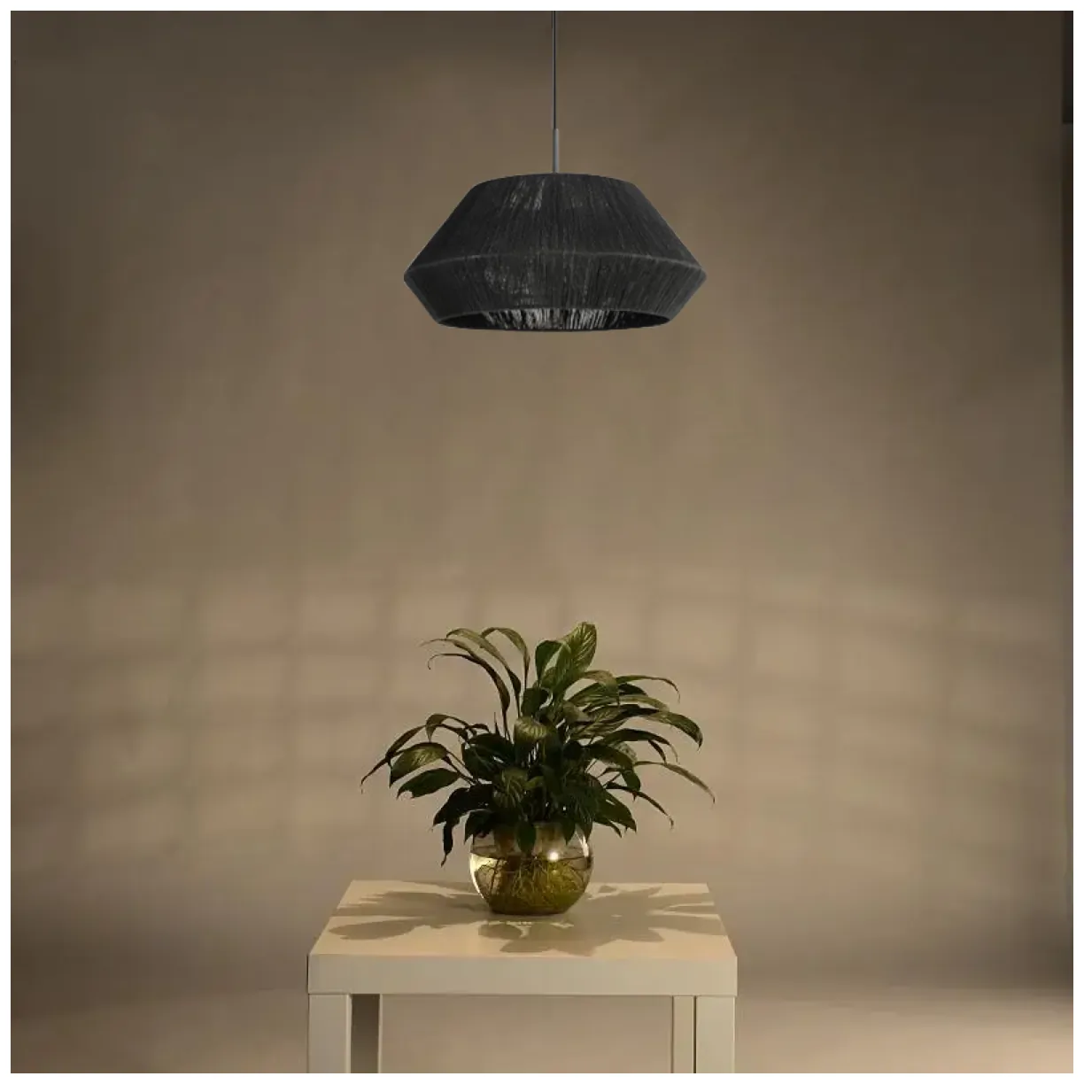Lampa naturalna rattanowa wisząca - 50 cm (czarna) - obrazek 5