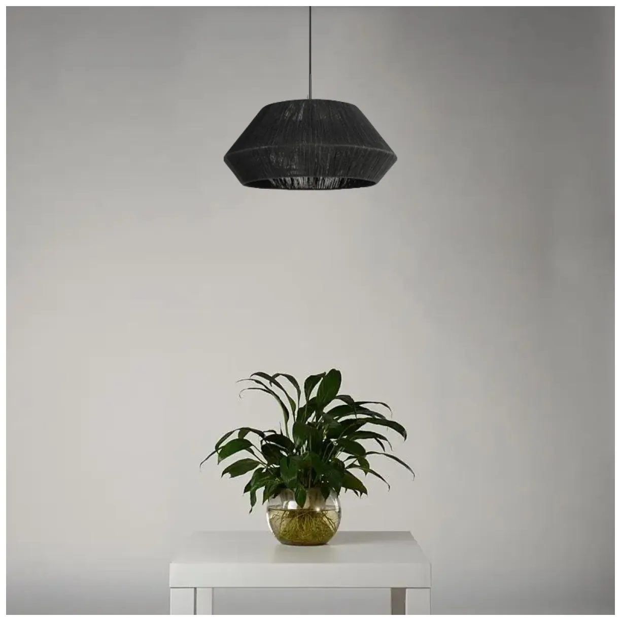 Lampa naturalna rattanowa wisząca - 50 cm (czarna) - obrazek 7