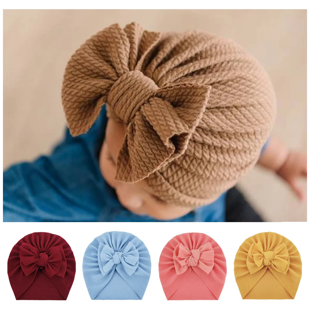 Turban niemowlęcy z kokardką, czapka dziewczęca - szary - obrazek 5