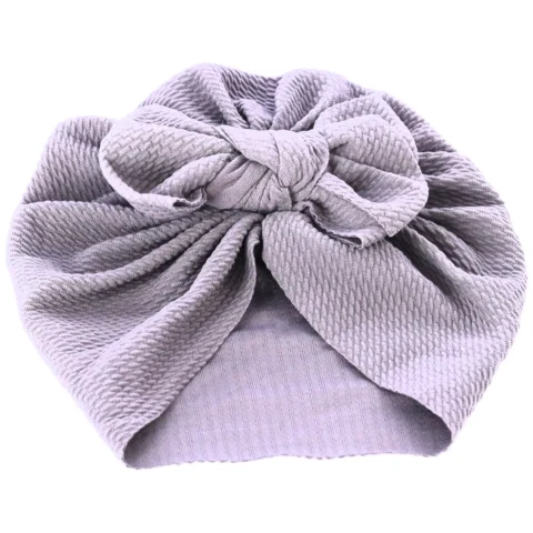 Turban niemowlęcy z kokardką, czapka dziewczęca - szary