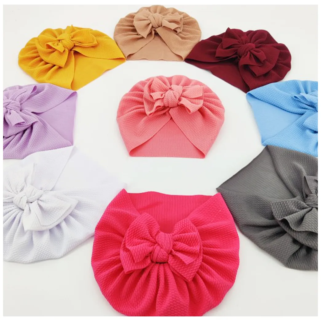 Turban niemowlęcy z kokardką, czapka dziewczęca - szary - obrazek 6
