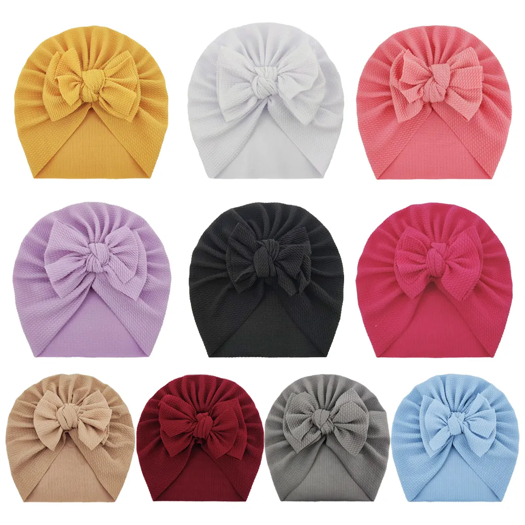 Turban niemowlęcy z kokardką, czapka dziewczęca - szary - obrazek 7