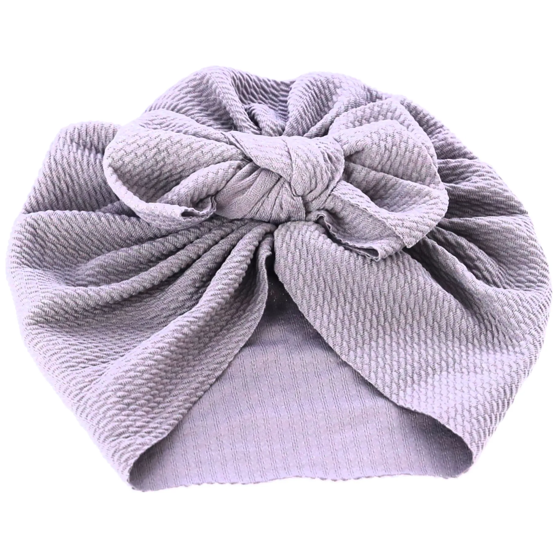 Turban niemowlęcy z kokardką, czapka dziewczęca - szary